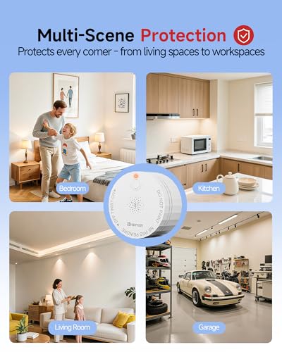 Heiman Smoke Detector, 10-Year Battery Operated Smoke Alarms, Photoelectric Fire Detectors for Home, UL 217 10th Ed. Certified, Portable Small Compact, Test Silence Button, RV, Travel, 3 Pack - Image 9