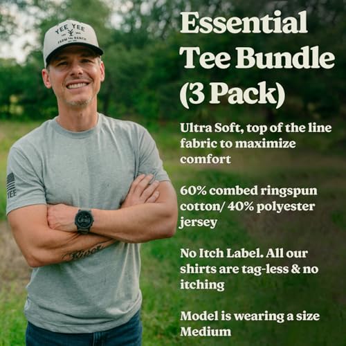 Yee Yee Apparel Essential T-Shirts for Men 3pk – Men’s T-Shirt Bundle with Crew Neck Plain Tees in Black, Grey, and Green (X-Large) - Image 4