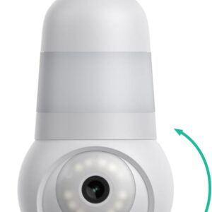 Luna Light Bulb Security Cameras Wireless Outdoor Indoor, 360° Pan Tilt, Color Night Vision, LED Bulb & Spotlight, 2.4GHz Wi-Fi 6, Porch Light Cameras for Home Security (2026 Upgrade Version)