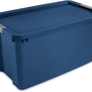 Extra Large 45 Gallon Storage Bin with Latch Lid and Wheels, Plastic Storage Container Tote Box for Garage, Basement, Home Organization, Blue