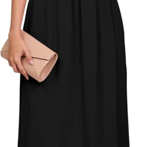 DEARCASE Maxi Dress for Women Short Sleeve Casual Summer Loose Plain Comfy Long Dresses with Pockets