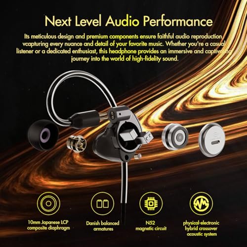 LEITEYRE Star City 5 Pro 1DD+2BA Hybrid Headphones HiFi Wired Earbuds in Ear Earphones High Fidelity with IEM 0.78 2 pin Cable (Night, 3.5mm 0.78 2 pin) - Image 2