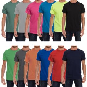 SOCKS’NBULK 12 Pack Wholesale Mens Soft Cotton Slim Fit Crew Neck Short Sleeve T-Shirts Mix Colors Bulk Size (Mix Color A, 3X-Large)