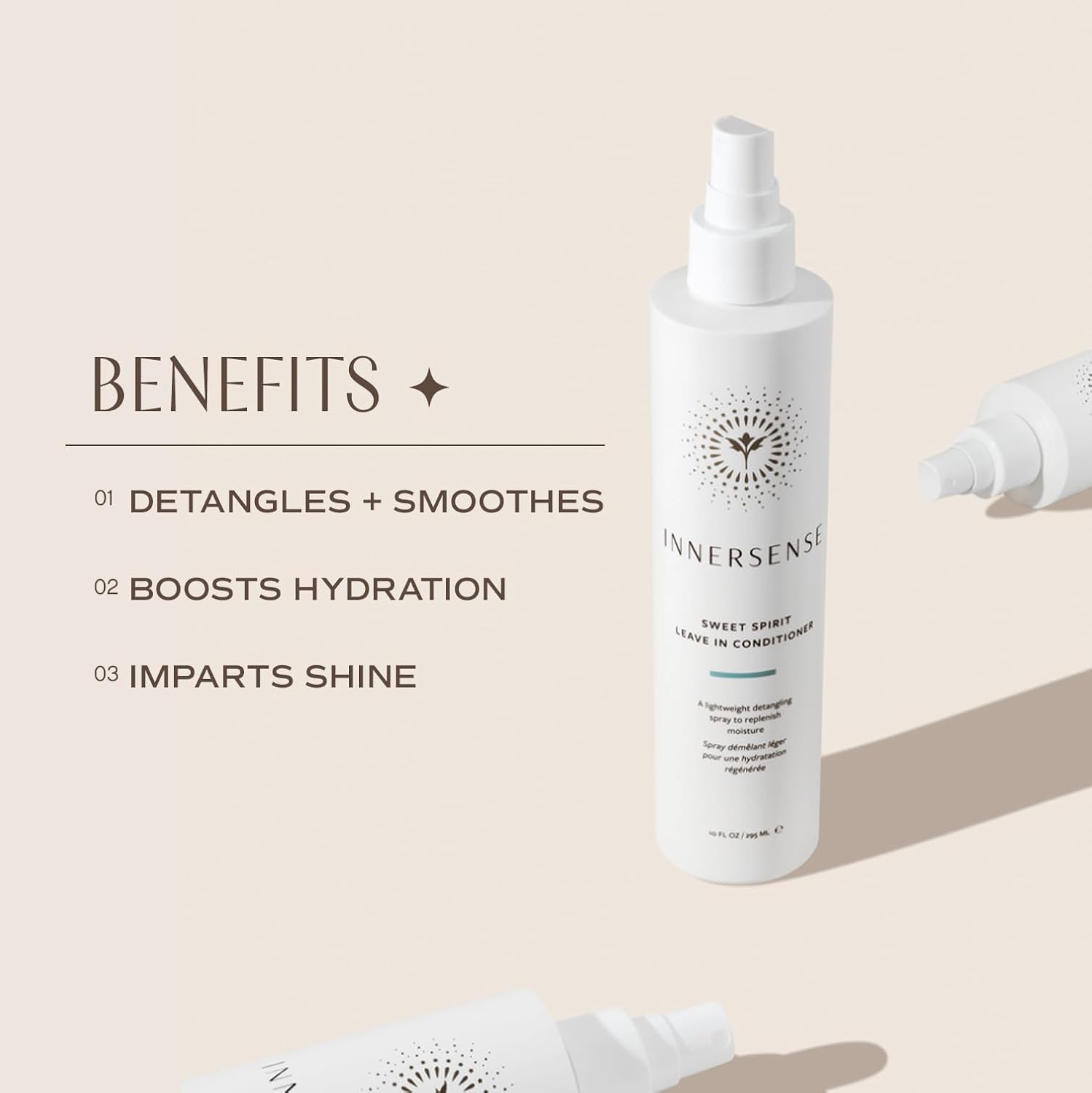 INNERSENSE Organic Beauty - Natural Sweet Spirit Leave-In Conditioner | Non-Toxic, Cruelty-Free, Clean Haircare (Full Size, 10 fl oz | 295 ml) - Image 3