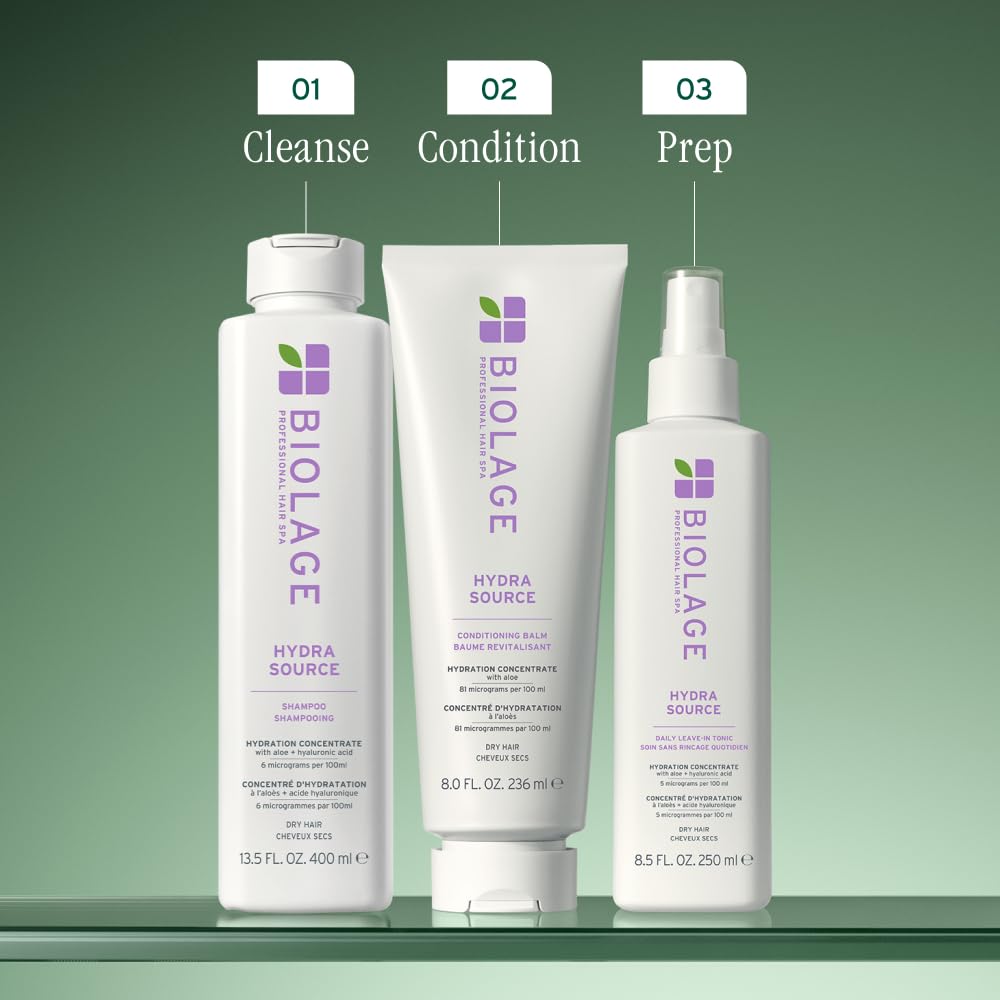 Biolage Hydra Source Conditioning Balm - Moisturizes, Detangles & Adds Softness, For Dry Hair, Infused with Fermented Aloe & Micro-Filtered Hyaluronic Acid, Vegan & Paraben-Free - Image 8