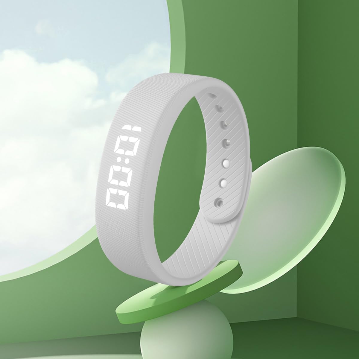 Gosasa Lightweight LED Digital Sport Watch Waterproof Fitness Tracker with Calorie Counter, Pedometer, Vibrating Alarm, USB Rechargeable Silicone Wristband for Men Women (White) - Image 3