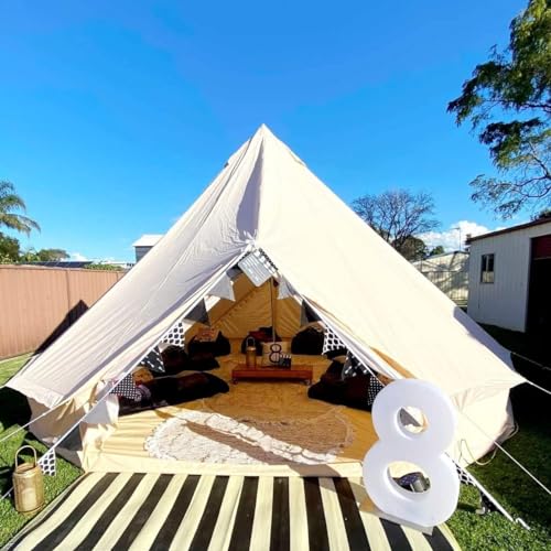 DEKIMOW Luxury 4-Season Glamping Tent Family Tent with 2 Doors and Stove Jack Hole,Waterproof Cotton Canvas Bell Tent 4/5/6M Yurt Bell Tent - Image 5