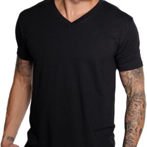 INTO THE AM Premium V Neck T Shirts for Men – Modern Fitted Tees S – 2XL Vneck Undershirts