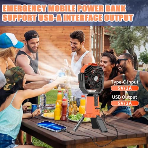 Yiuhhad Solar Camping Fan,With Light,Timer&Power Bank 10w 20000 mAh Battery Solar Powered 360° Rotatable Height Adjustable Foldabie Storage Outdoor Tent Fan, For Picnic,Fishing,Travel (black) - Image 5