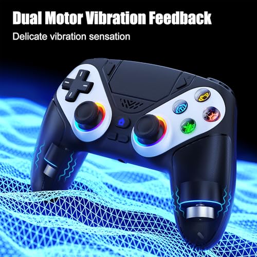Gamrombo LED Wireless Controller for PS5, Compatible with PS5 Pro/Slim/PC, Dual Vibration, Macro/Turbo Function, 3.5mm Audio Jack, 6-Axis Motion Contro Gamepad with Speaker - Image 5