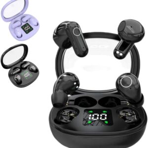 2026 New Ultra Mini 2-Pack Bluetooth Earbuds, 2 Pairs Semi-in-Ear Mini Sleep Earphones,Bluetooth Earbuds in-Ear Noise Cancelling Mic for Side Sports Work,Ear Buds Led Power Display