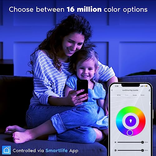 LUXRITE 6 Inch Smart LED Recessed Lighting, RGBW Color Changing, WiFi App and Voice Control, Compatible with Alexa and Google Home, No Hub Required, 13W 1000LM, CRI 90, IC Rated, Wet Rated (6 Pack) - Image 2