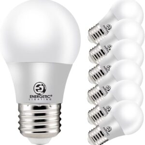 ENERGETIC SMARTER LIGHTING LED Refrigerator Bulb 40 Watt Equivalent, 3000K Warm White, Dimmable A15 Ceiling Fan Light Bulbs, E26 Base, UL Listed, 6 Pack