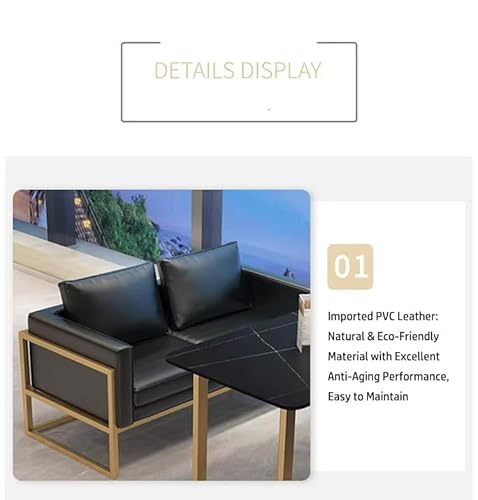 JOSOGO Nordic Style Commercial Leather Sofa Booth Set with Coffee Table, 7 Combination Options, Gray/Black, Suitable for Tea House, Café, Lounge, Reception Area, Restaurant Furniture(Gray Set 6) - Image 6