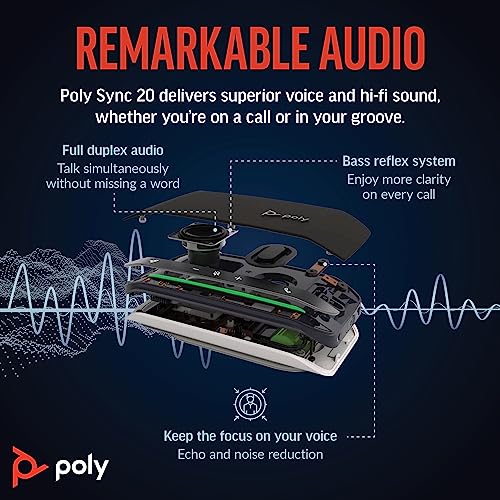 Poly Sync 20 USB-C Personal Portable Smart Speakerphone (Plantronics) – Long Battery Life – Noise/Echo Reduction -Works w/Teams (Certified), Zoom, PC, Mac, Mobile – Amazon Exclusive - Image 3