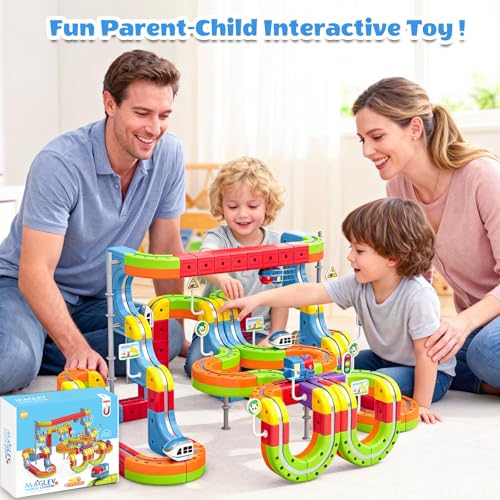 141 PCS klick Rail Electric Train Set with Racer 3D Train, Cube Track & Anti-Gravity Car, STEM Educational Toy for Kids (Ages 3-8), Flexible Race Track for Boys & Girls - Image 8