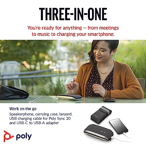 Poly Sync 20 USB-C Personal Portable Smart Speakerphone (Plantronics) – Long Battery Life – Noise/Echo Reduction -Works w/Teams (Certified), Zoom, PC, Mac, Mobile – Amazon Exclusive - Image 4