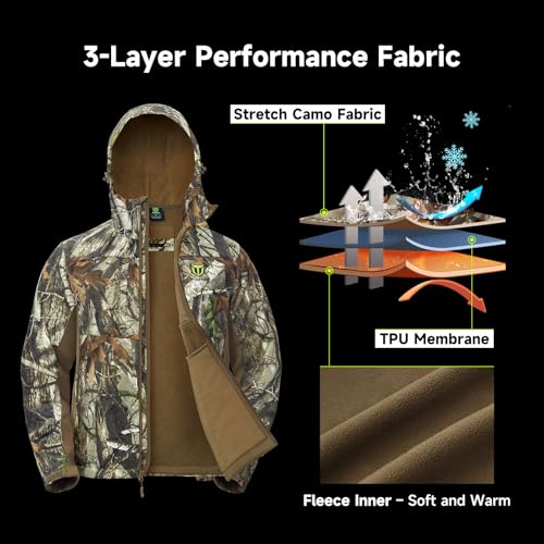 TIDEWE Hunting Clothes for Men with Fleece Lining, Safety Strap Compatible Water Resistant Silent Jacket and Pants, Hunting Suit for Climbing Hiking Trekking Camping (Next Camo G2 Size XL) - Image 3