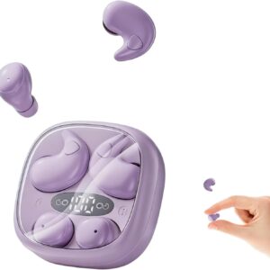 Flat Sleep Earbuds Mini Invisible Tiny Wireless Ear Buds, Wireless Hidden Small Sleeping Headphones for Side Sleepers, Discreet in-Ear Earphones for Small Ear Canals, Women & Work (Purple)