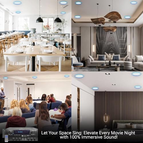 Home Theater Sound System Kit - 1000 Watts Bluetooth Amplifier w/ 4 QTY of 8" Framed Ceiling Speakers 300 W Each, 100 ft Speaker Wire & Remote Perfect for Home, Office,Bar, Restaurant by Technical Pro - Image 8