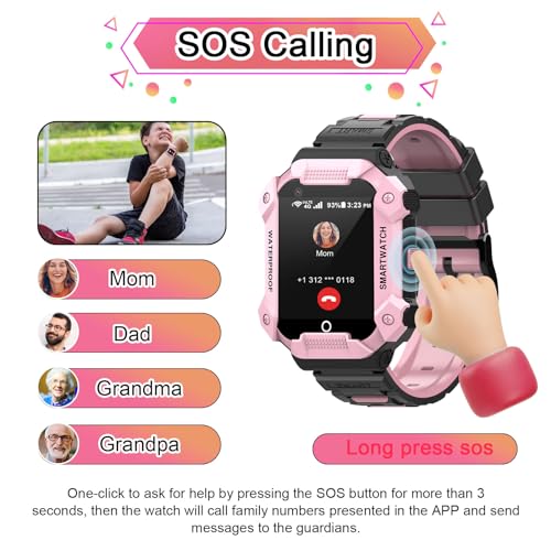 Getfitsoo 4G GPS Smart Watch for Kids with SIM Card, 1.4" Touch Screen Kids Smartwatch for Boys Girls Gift, Phone Watch with Video Calls/Voice Chat/Camera/Music/Alarm/SOS/Pedometer(T-Pink) - Image 3