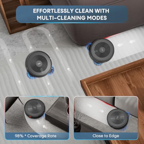 Robot Vacuum and Mop Combo: 3000Pa Suction Robotic Vacuums 120Mins Runtime & APP/Voice/Remote & Scheduled & Self-Charging, Slim Robot Vacuum Cleaner for Home Hard Floor, Low-Pile Carpet, Pet Hair - Image 3