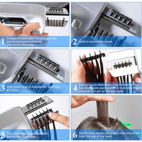 6D Hair Extension Machine Kit, Related Tools for 6D Seamless Hair Extension,5-Pin Hair Extension Gun for Salons, No-Trace Human Hair Extensions Connector - Image 8