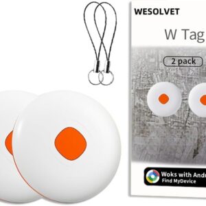 Android Mini Air Tracker Smart localizador Locator Tags-2 Pack Works with Google Find My Device for Keys Dog Kids Car Auto Elderly Luggage Vehicle Motorcycle Tracking Worldwide Waterproof Not GPS