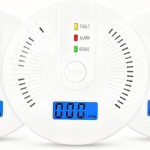 Carbon Monoxide Detectors, CO Detector Battery Powered, Carbon Monoxide Alarm with Sensitive CO Sensor, Digital LCD Display, LED Signal Lights, Portable CO Monitor Alarm (3 Pack)