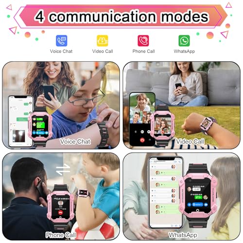 Getfitsoo 4G GPS Smart Watch for Kids with SIM Card, 1.4" Touch Screen Kids Smartwatch for Boys Girls Gift, Phone Watch with Video Calls/Voice Chat/Camera/Music/Alarm/SOS/Pedometer(T-Pink) - Image 2