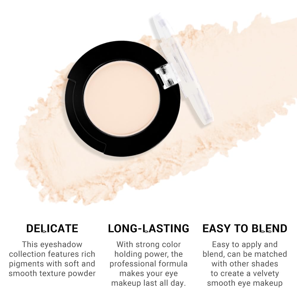 Neutral Light Nude Beige White Single Matte Eye Shadow Palette Naked Eyeshadow Palette Makeup for Old Women de sombras de ojos Natural Vegan Eyeshadow for Eyes Long Lasting Naturing-Looking #11 - Image 4