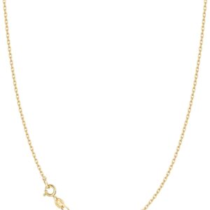 Jewlpire 18k Gold Plated 925 Sterling Silver Chain Necklace for Women, 1mm Cable Chain Necklace Sturdy & Shiny Women’s Chain Necklaces 14 16 17 18 20 22 24 Inch
