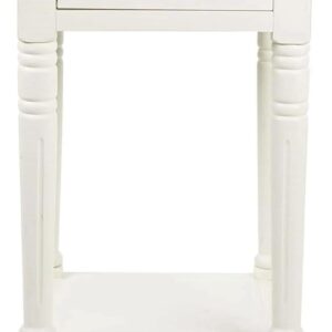 Decor Therapy Storage, Traditional Style, Small End Accent Table, Sturdy, Wood- Simplify Side Table for Living Room, Bedroom Entryway, 17.05 in x 13.23 in x 17.05 in, White