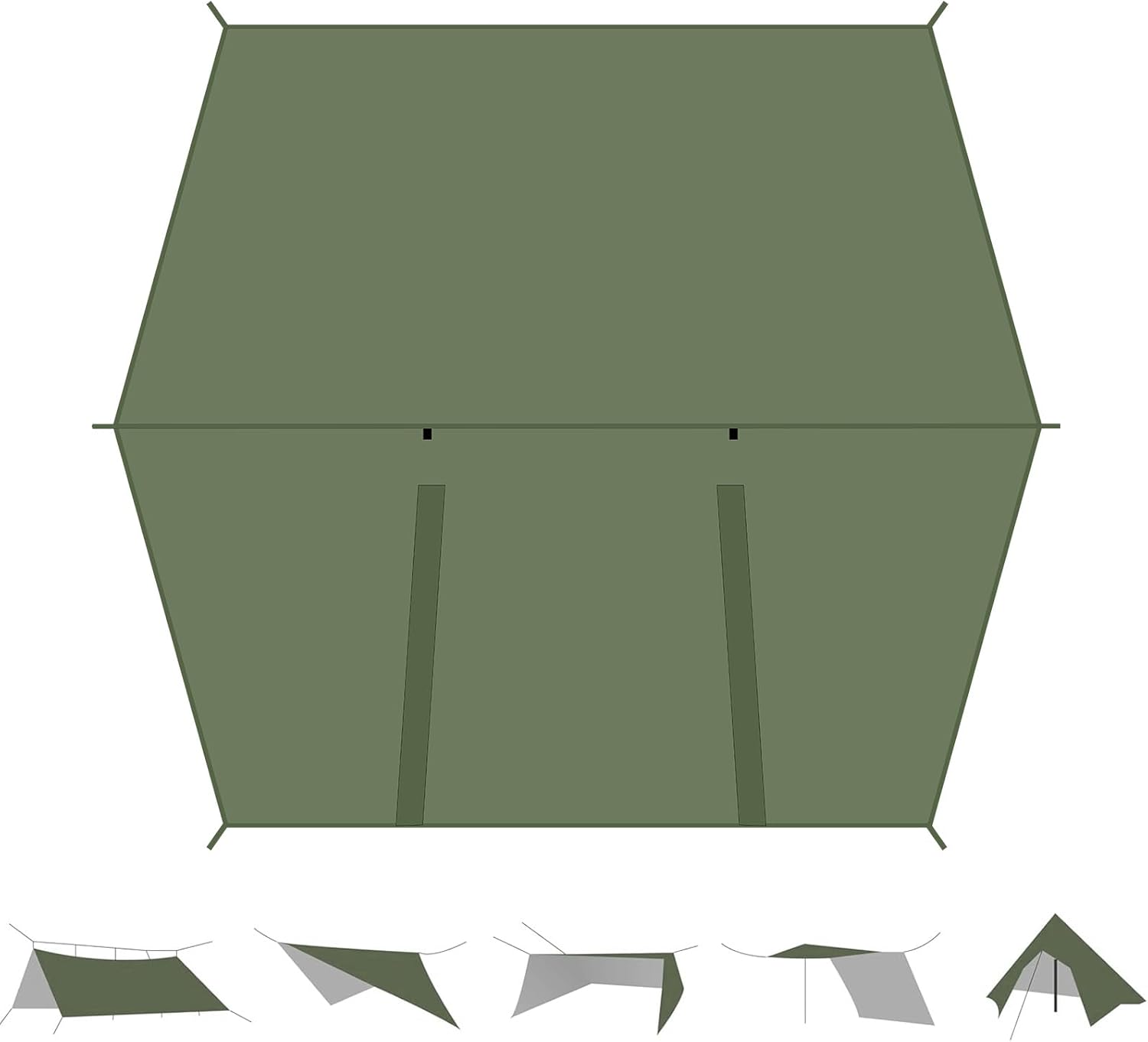 Hammock Rain Fly Tent Tarp (11.5x9.5ft) Large Ultralight Camping Tarps Waterproof Portable Backpacking Multifunctional Rain Cover for Outdoor Hiking, Picnic, Hammock, Car, Backpacking - Image 8