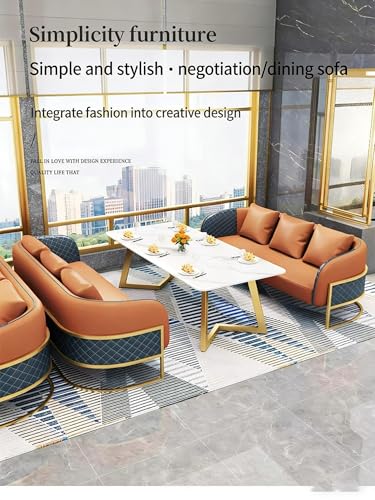 JOSOGO Nordic Style Reception Seating Set - 2-6 Person Upholstered Sofa/Chair for Hotel Lobbies, Beauty Salons, Restaurants - Modern Leisure Waiting Area Furniture(Orange Set 4) - Image 6
