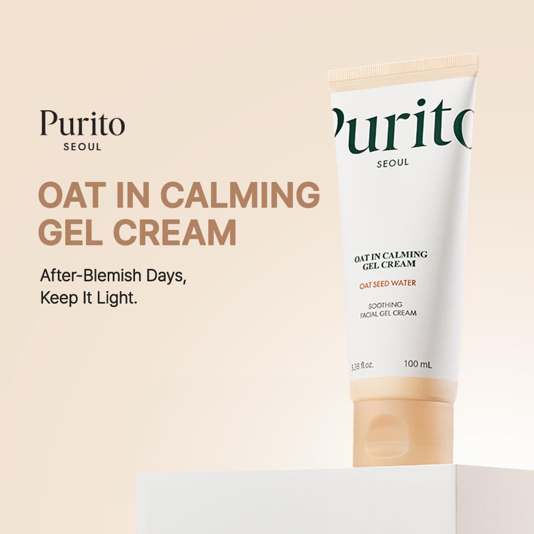 PURITO Oat In Calming Gel Cream, Non-Comedogenic, 77% Oat Seed Water Lightweight Water-Gel Face Moisturizer, Fragrance-Free, Vegan Korean Skincare, Sensitive & Blemish-Prone Skin, 100 mL - Image 2