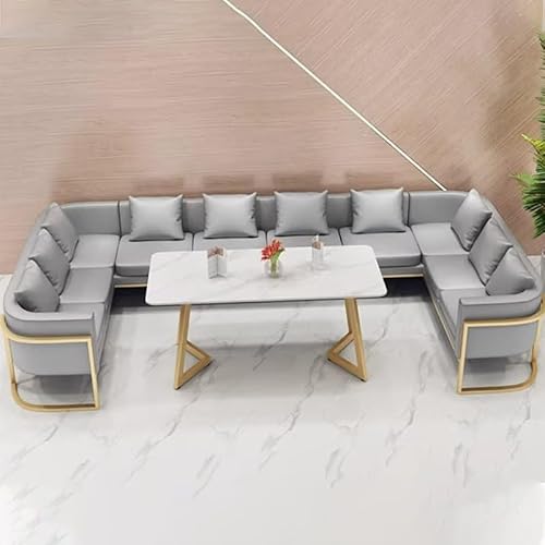 JOSOGO Nordic Style Commercial Leather Sofa Booth Set with Coffee Table, 7 Combination Options, Gray/Black, Suitable for Tea House, Café, Lounge, Reception Area, Restaurant Furniture(Black Set 7) - Image 3