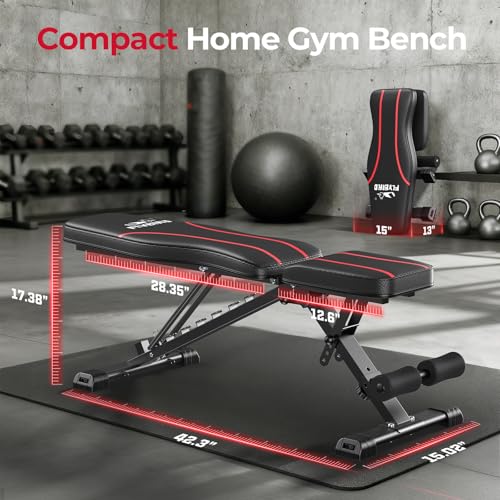 FLYBIRD Adjustable Bench,Utility Weight Bench for Full Body Workout- Multi-Purpose Foldable Incline Bench (Black) - Image 8