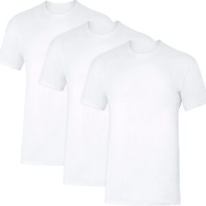 Hanes Mens Sweat Block Undershirt, Underarm Sweat Blocking Tee, White Crewneck T-Shirt, 3-Pack
