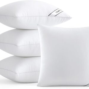 MIULEE 18×18 Inch Pillows Inserts, Pack of 4 Down Alternative Virgin Filling Comfy Support Throw Pillows for Sofa Couch Bed
