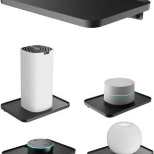 Universal Smart Speaker Wall Mount Shelf Holder for Echo Devices/Homepod mini/Sonos Compatible with Google WiFi Mount Bracket Fit for TP-Link Deco/Eero/Nest WiFi System (Black)