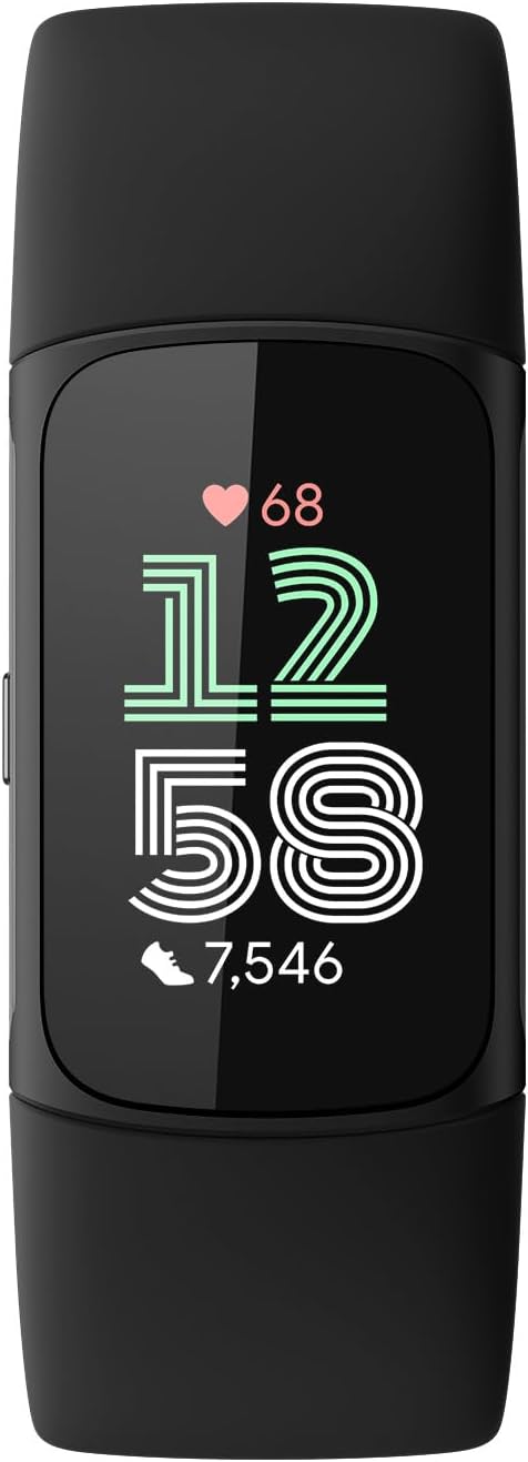 Fitbit Charge 6 Fitness Tracker with Google apps, Heart Rate on Exercise Equipment, 6-Months Premium Membership Included, GPS, Health Tools and More, Obsidian/Black, One Size (S & L Bands Included) - Image 2