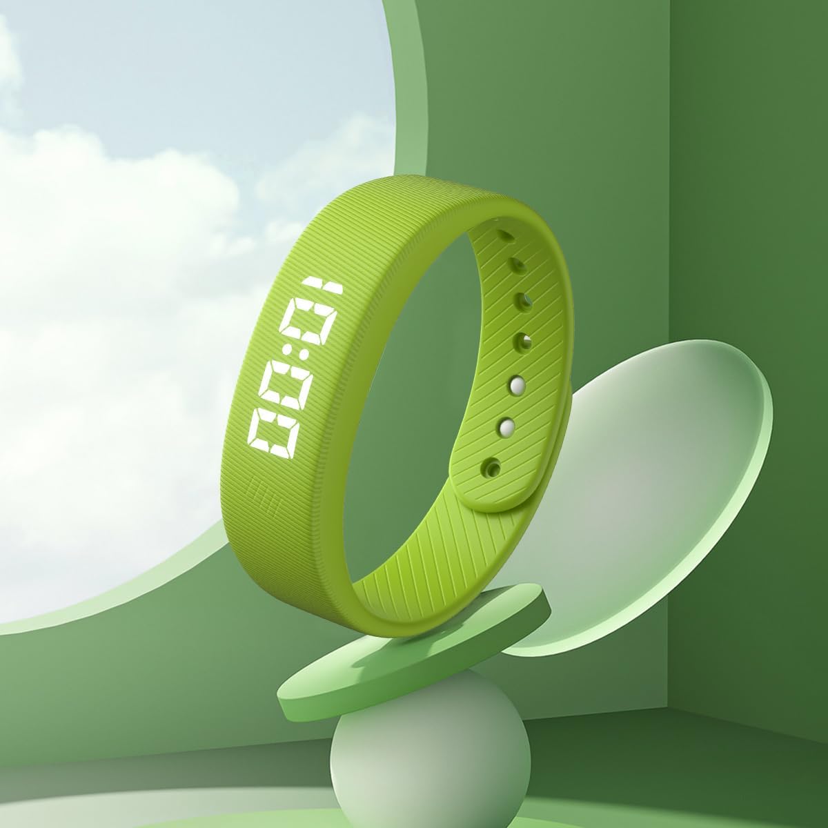 Gosasa Lightweight LED Digital Sport Watch Waterproof Fitness Tracker with Calorie Counter, Pedometer, Vibrating Alarm, USB Rechargeable Silicone Wristband for Men Women (Green) - Image 3