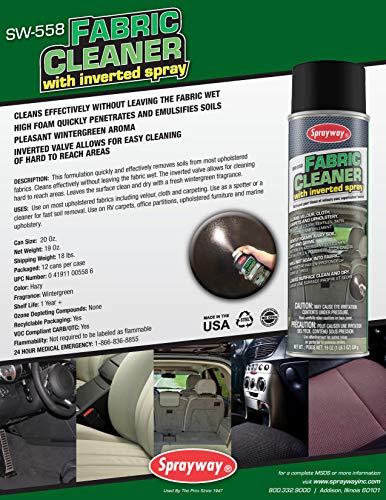 Sprayway SW558-12PK Fabric Cleaner with Inverted Spray, 19 oz, Pack of 12, White - Image 3