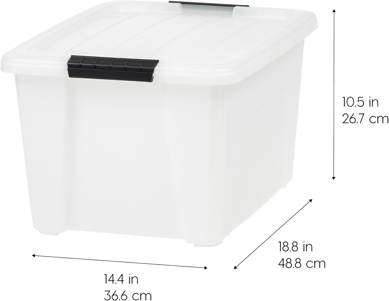 IRIS USA 33 Qt Stackable Plastic Storage Bins with Lids, 8 Pack - BPA-Free, Made in USA - Discreet Organizing Solution, Latches, Durable Nestable Containers, Secure Pull Handle - Pearl - Image 4