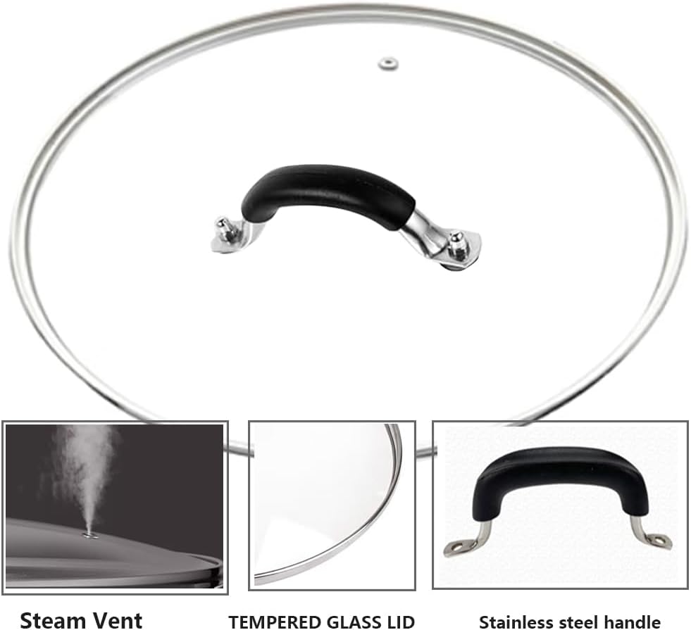 12 Inch Tempered Glass Lid for Lodge 12" Cast Iron Skillets & 7QT Dutch Ovens -Stainless Steel Handle and Rim (12 INCH LID) - Image 3