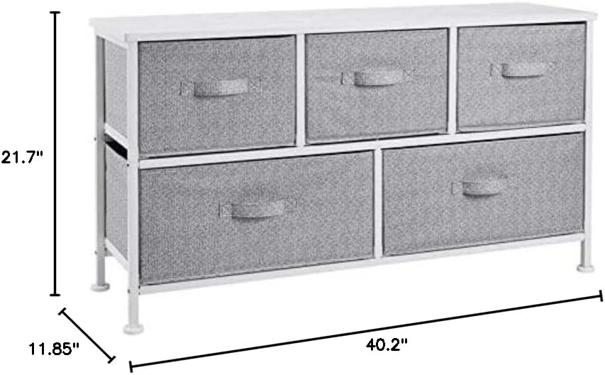 Amazon Basics Extra Wide Fabric 5-Drawer Storage Organizer Unit for Closet, White - Image 3