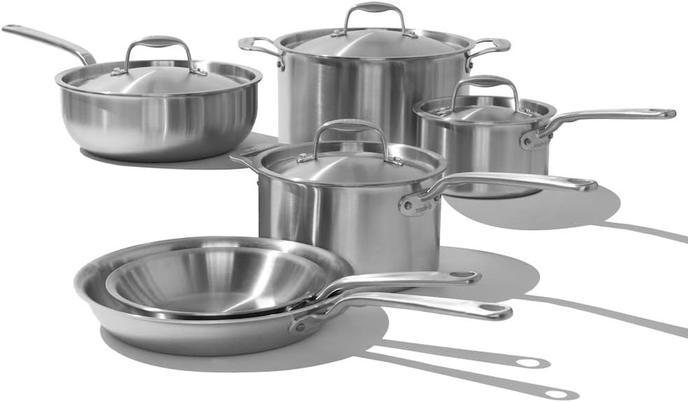 Made In Cookware - 10 Piece Stainless Steel Pot and Pan Set - 5 Ply Clad - Includes Stainless Steel Frying Pans, Saucepans, Saucier and Stock Pot W/Lid - Professional Cookware - Crafted in Italy - Image 8