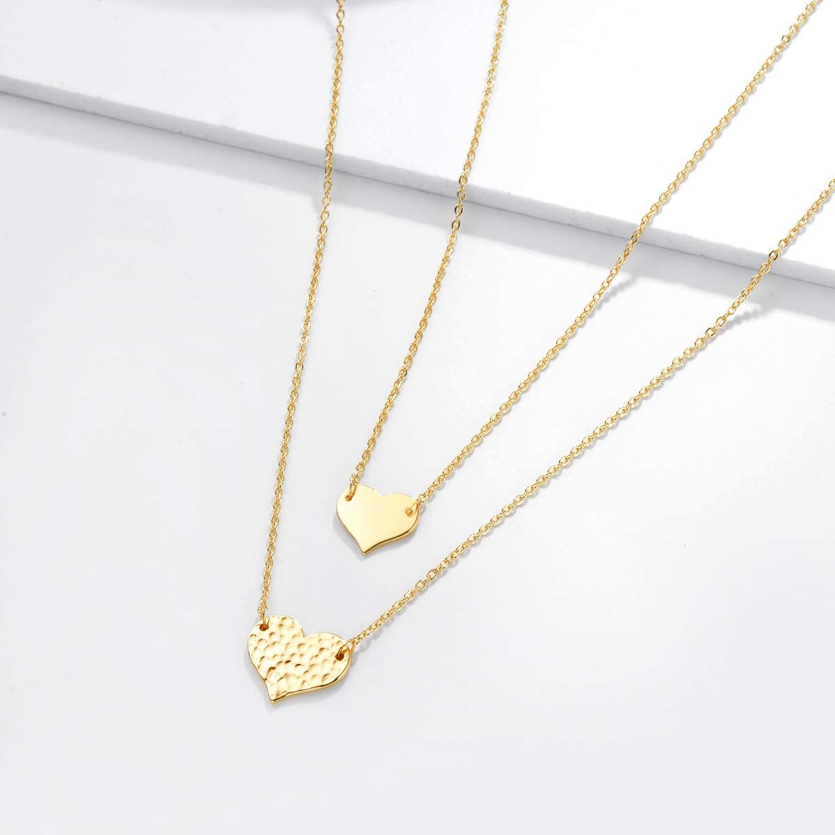 MEVECCO Layered Heart Necklace Pendant Handmade 18k Gold Plated Dainty Gold Choker Arrow Bar Layering Long Necklace for Women - Image 3