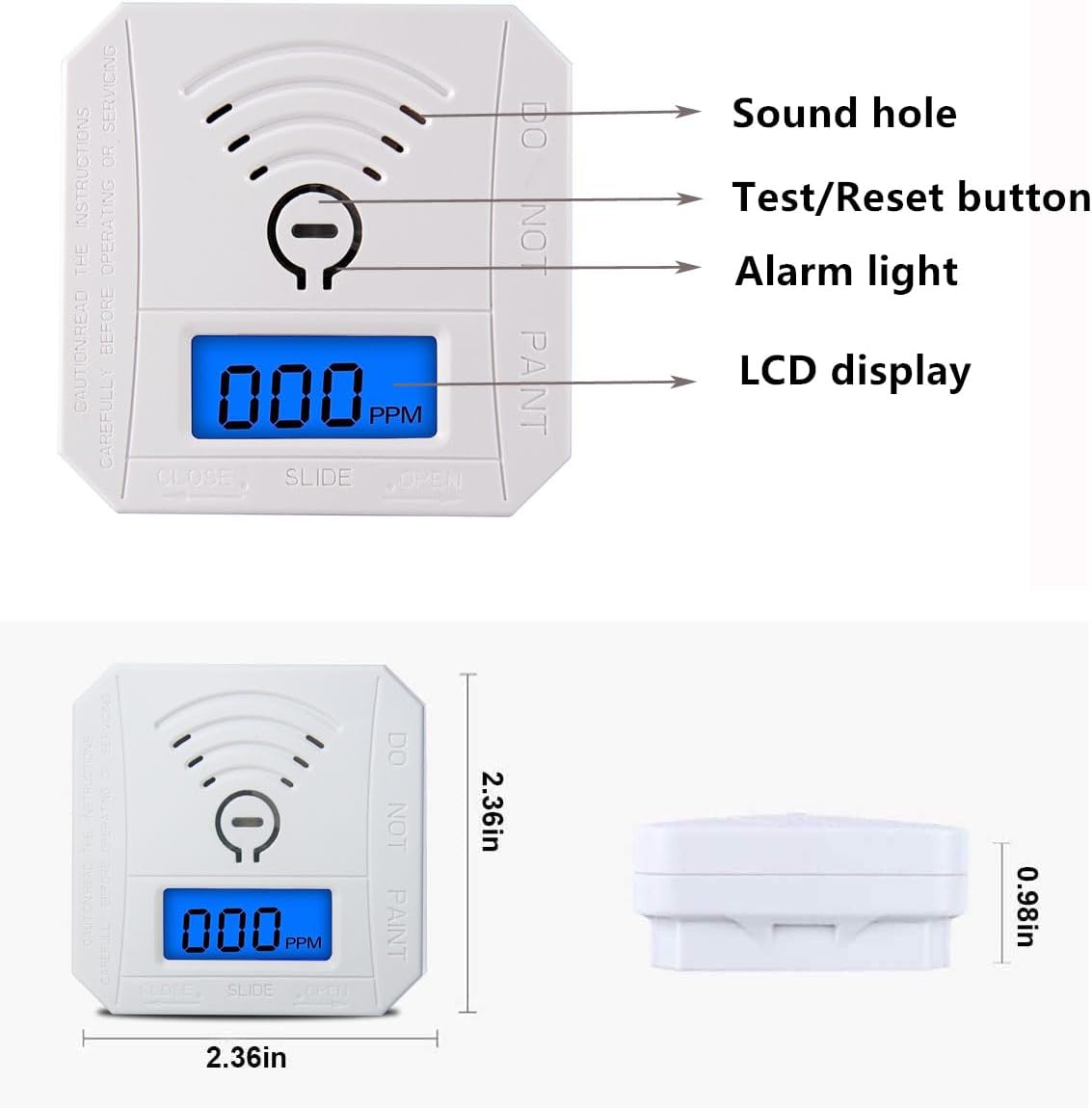 COOKSS Carbon Monoxide Detector 2 Pack,CO Gas Monitor Alarm with LCD Digital Display and Sound Warning,Battery Powered High Accuracy CO Alarm for Home,Office,Warehouse - Image 2